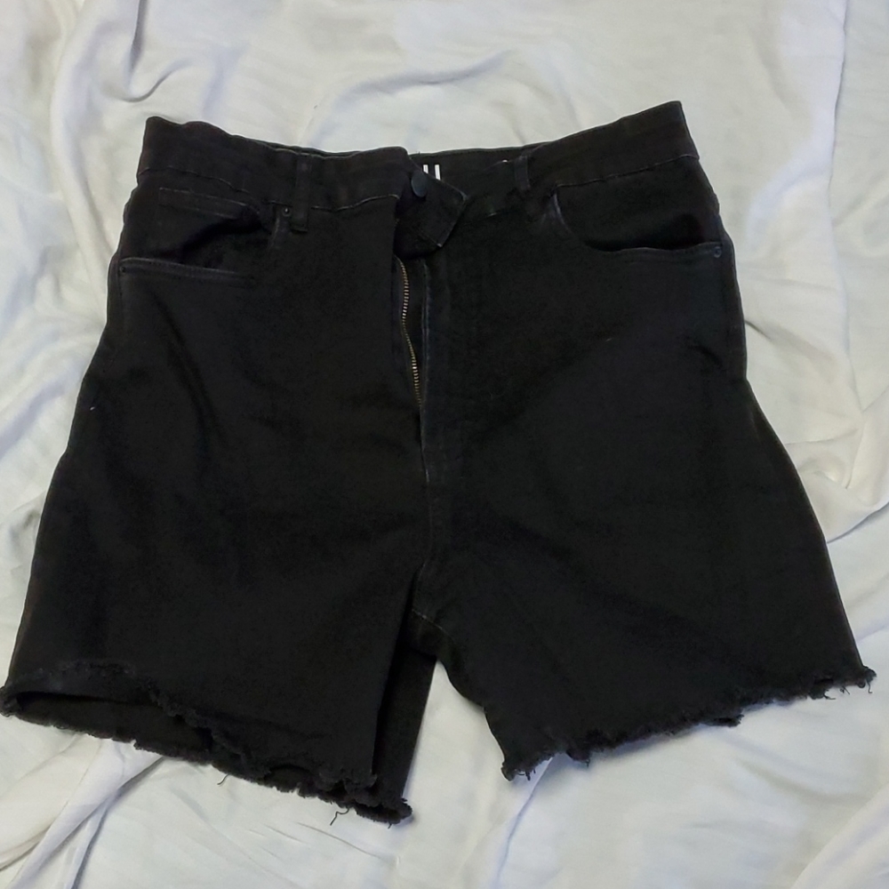 High Waist Stretchy Black Denim Shorts